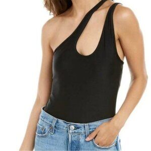 WeWoreWhat Black Asymmetrical Bodysuit Size S NWOT